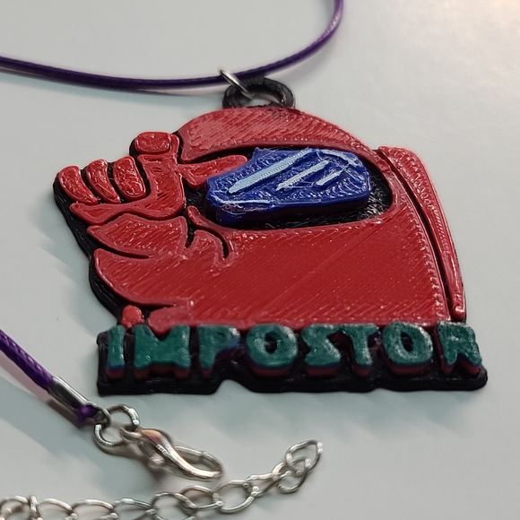 Among us toy necklace,  red among us IMPOSTER - Picture 3 of 4